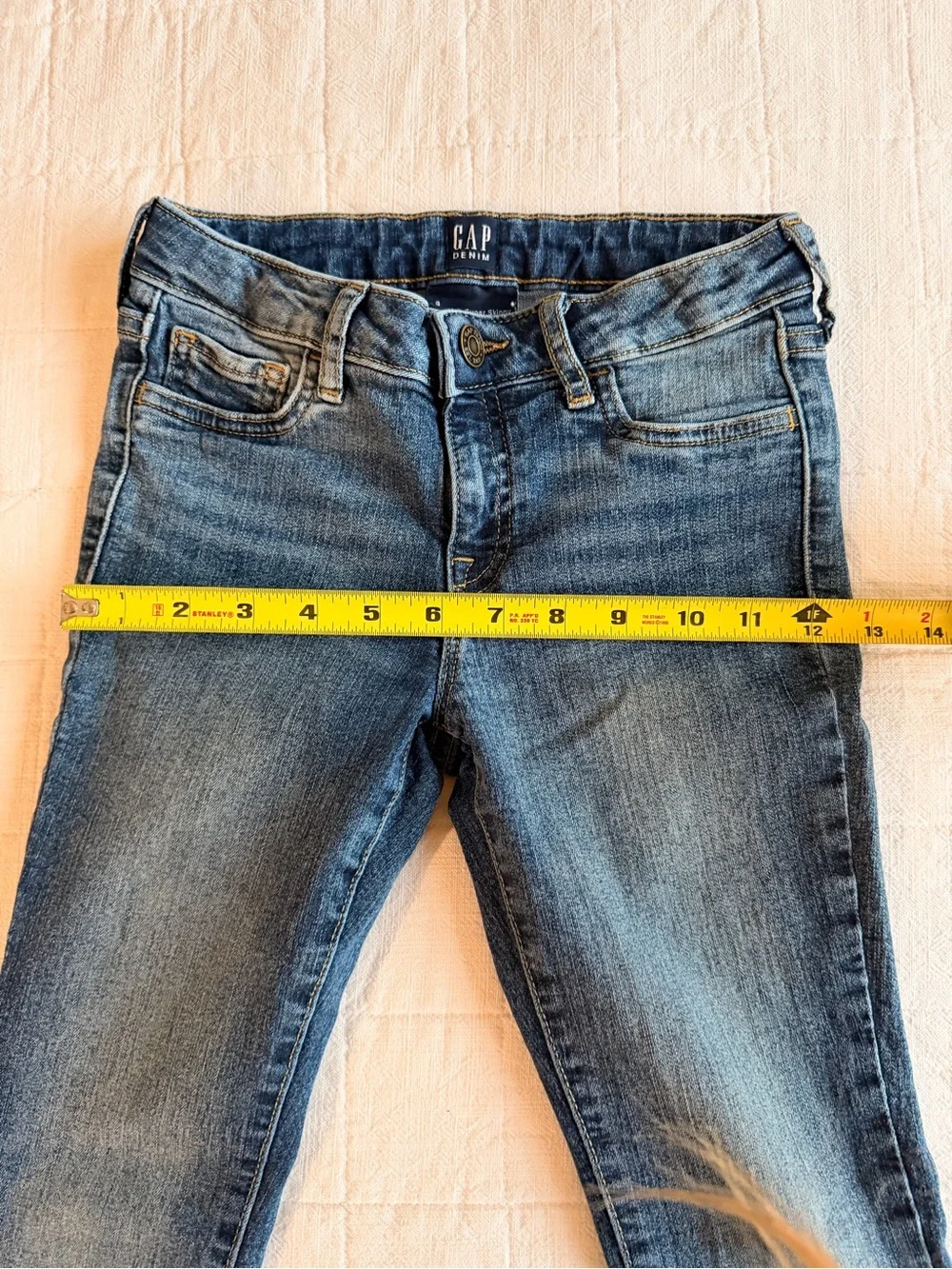 GAP Denim Girls Size 8 Stretch Super Skinny Jeans Medium Wash Adjustable Waist